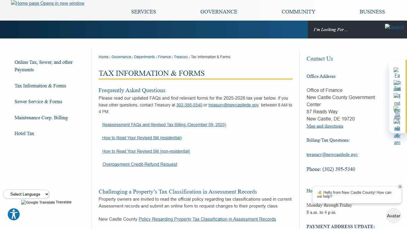 Tax Information & Forms New Castle County, DE - Official Website