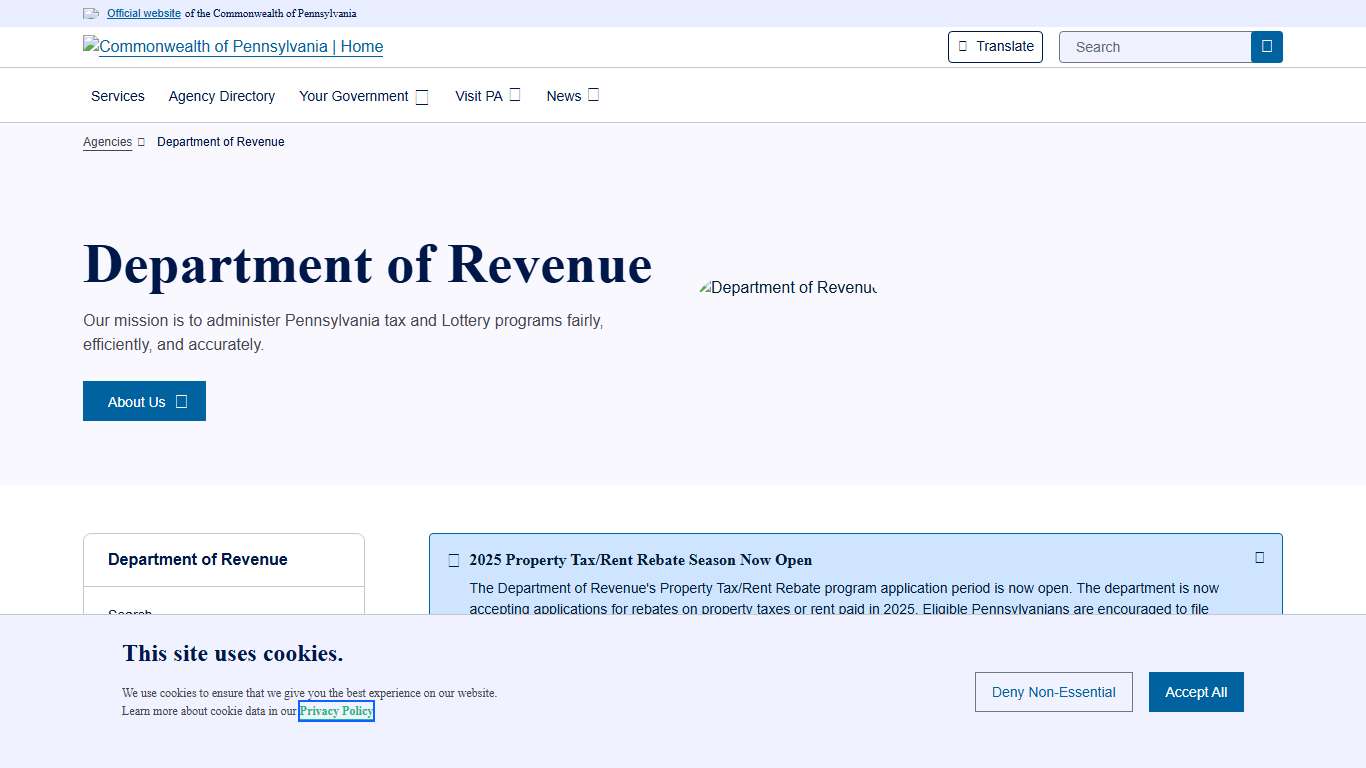 Department of Revenue Department of Revenue Commonwealth of Pennsylvania